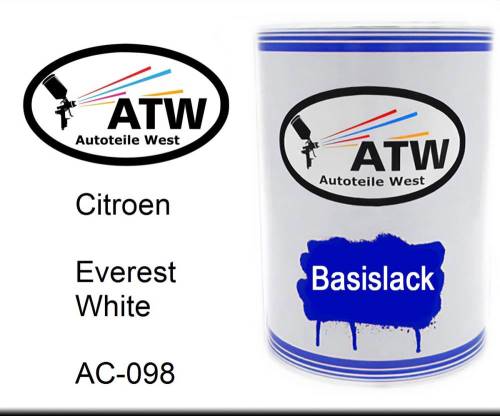 Citroen, Everest White, AC-098: 500ml Lackdose, von ATW Autoteile West.